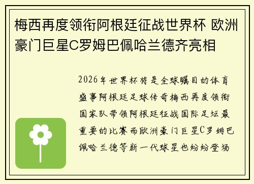 梅西再度领衔阿根廷征战世界杯 欧洲豪门巨星C罗姆巴佩哈兰德齐亮相